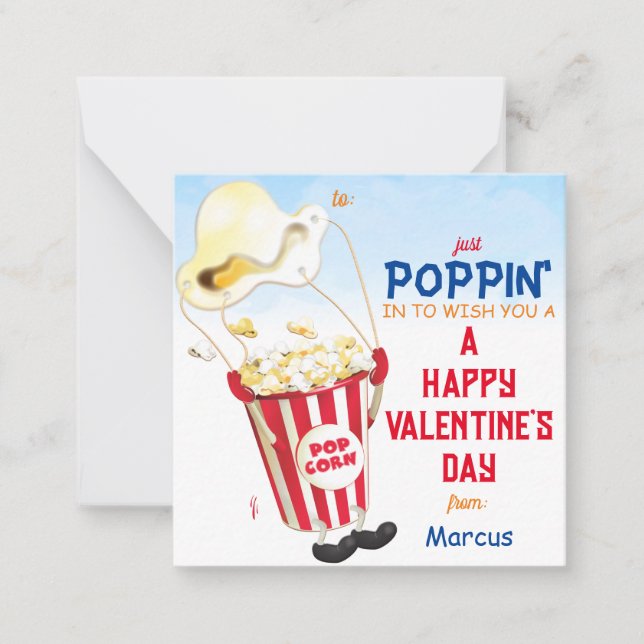 Tarjeta Pequeña De Popcorn Valentine (Anverso)