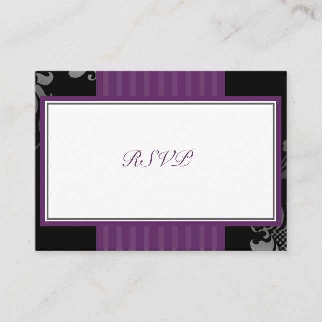 Tarjeta pequeña de respuesta RSVP de boda púrpura (Anverso)
