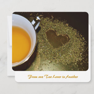 Tarjeta Pequeña De un amante del té a otro – Foto de corazón en ta