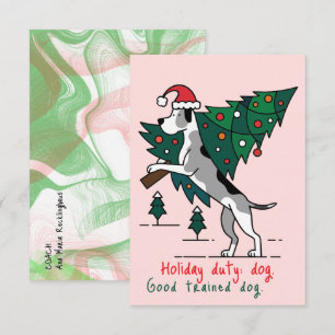 Tarjeta Pequeña Deber de vacaciones de Navidad: perro. Versión Gra
