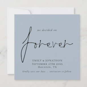 Tarjeta Pequeña Decidido en Forever Blue Square Save The Date