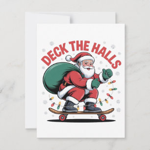 Tarjeta Pequeña Decora las salas Santa Skateboarding Amantes del p