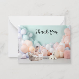 Tarjeta Pequeña Decoración de globos de agradecimiento para Baby S
