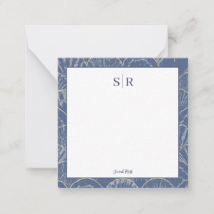 Tarjeta Pequeña Deep Blue & Gold Watercolor Seashner Personalizado