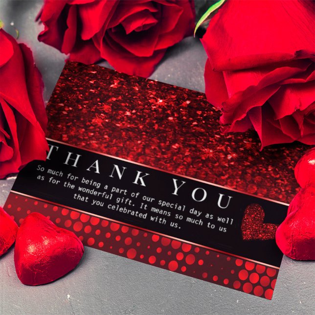 Tarjeta Pequeña Deep Red Faux Glitter Lights Thank You Card (Subido por el creador)