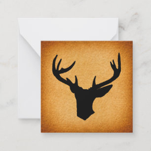 Tarjeta Pequeña Deer Antlers Silhouette Rustic Vintage Buck Deer