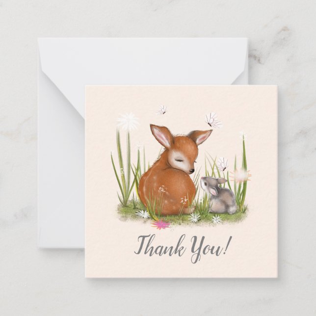 Tarjeta Pequeña Deer Bunny Butterfly (Anverso)