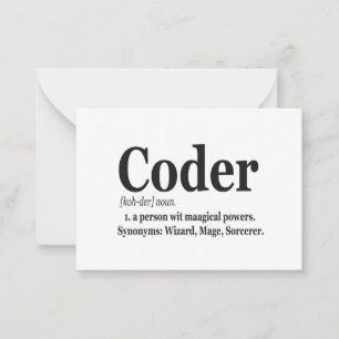Tarjeta Pequeña Definición de Coder Graciosa Cute Computadora Nerf