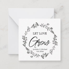 Tarjeta Pequeña deja que el amor crezca, favor de planta botánica