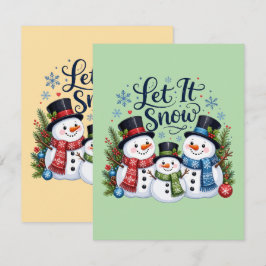 Tarjeta Pequeña Deja que nieve familia de muñecos de nieve