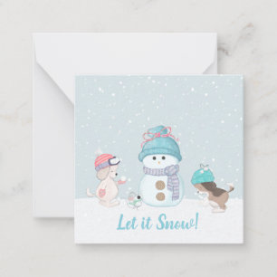Tarjeta Pequeña Deja que nieve lindos perros