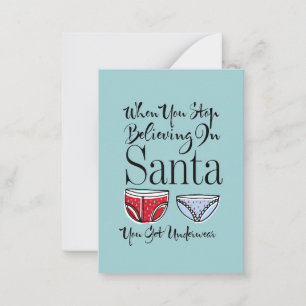 Tarjeta Pequeña Dejar De Creer En Los Navidades De La Ropa Interio