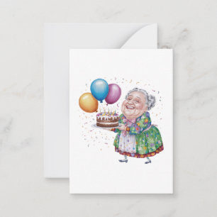 Tarjeta Pequeña Delantal Floral Divertido para Abuela Cumpleaños A
