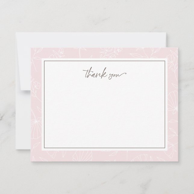 Tarjeta Pequeña Delicado Rubor Floral Gracias (Anverso)