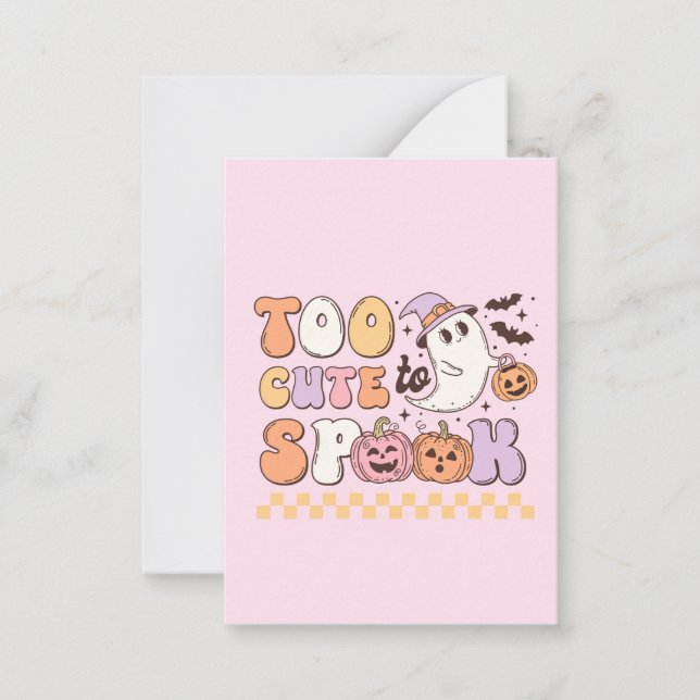 Tarjeta Pequeña Demasiado lindo para hablar Halloween (Anverso)