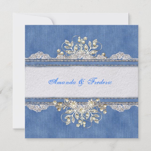 Tarjeta Pequeña Denim azul, encaje - Joyas disfrazadas (Anverso)