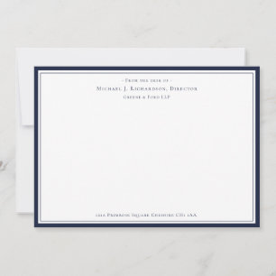 Tarjeta Pequeña Denim Blue Business Monograma desde el escritorio 