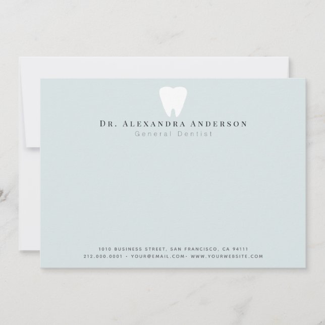 Tarjeta Pequeña Dentista Dientes Blancos Azul Claro (Anverso)