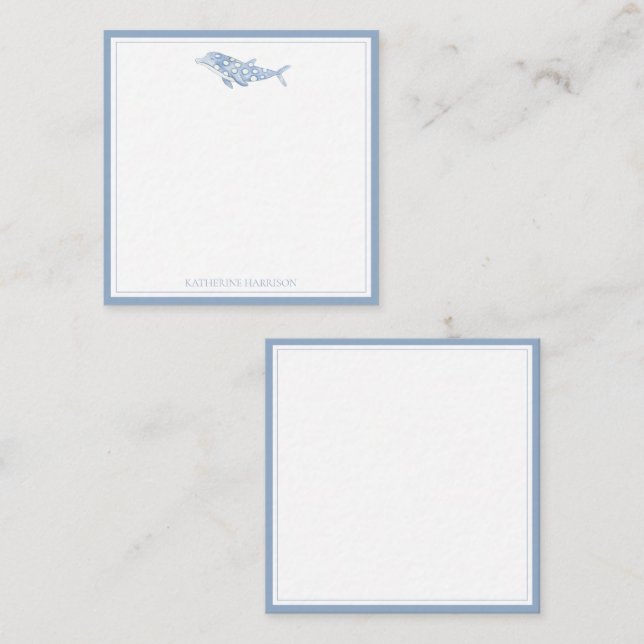 Tarjeta Pequeña Depósito de polka azul acuático costero delfín (Anverso / Reverso)