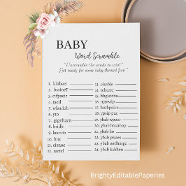 Tarjeta Pequeña Desafío de estribillo de palabras para bebés