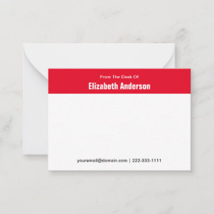 Tarjeta Pequeña Desde el escritorio de Blanco y Rojo su nombre