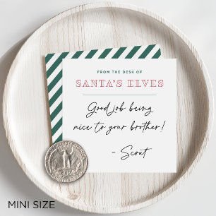 Tarjeta Pequeña Desde el escritorio de los duendes de Santa Mini N
