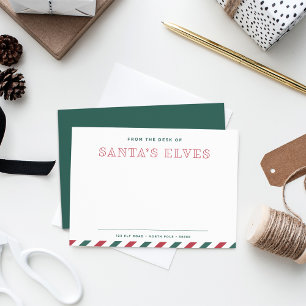 Tarjeta Pequeña Desde el escritorio de los elfos de Santa Navidad 