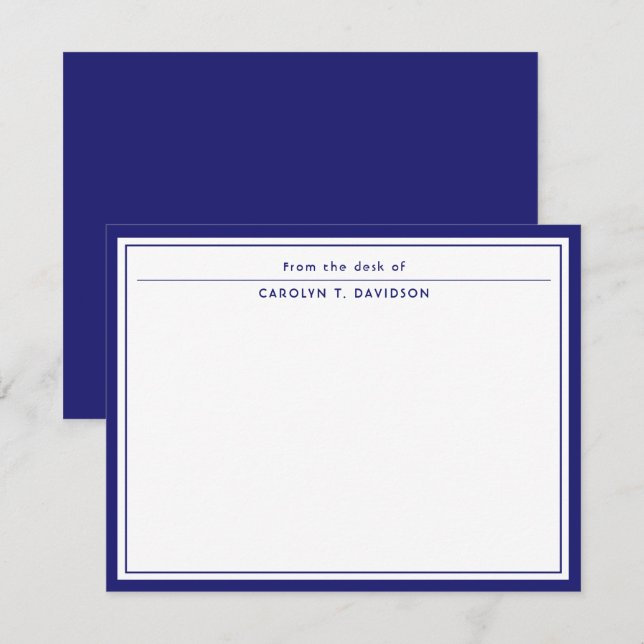 Tarjeta Pequeña Desde El Escritorio De Navy Azul Dos Bordes (Anverso / Reverso)