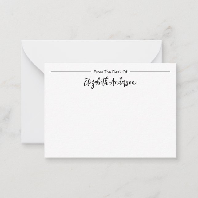 Tarjeta Pequeña Desde el escritorio de nombre de guión elegante (Anverso)