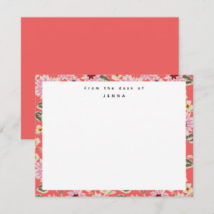 Tarjeta Pequeña Desde el escritorio de vibrante estampado floral