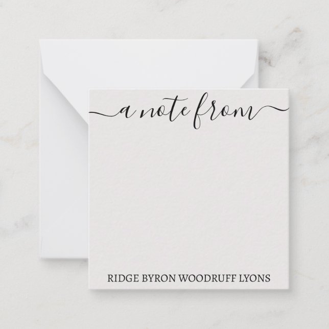 Tarjeta Pequeña Desde el escritorio Simple Elegante Notecard (Anverso)