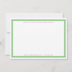 Tarjeta Pequeña Desde La Mesa De Preppy Manzana Verde Y Rosa