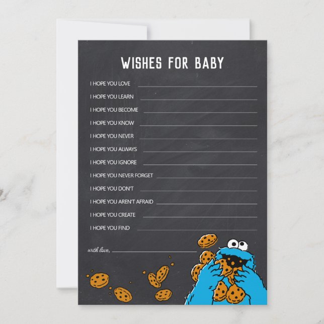 Tarjeta Pequeña Deseos de Baby Shower de Cookie Monster Chalkboard (Anverso)