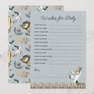 Tarjeta Pequeña Deseos de Baby Shower de Donde los Monstruos Juega