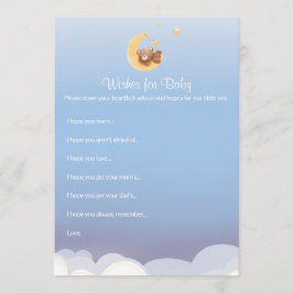 Tarjeta Pequeña Deseos de Baby Shower Teddy Bear Moon para bebé
