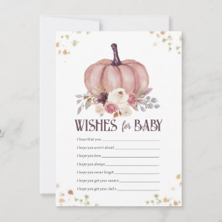 Tarjeta Pequeña Deseos de calabaza floral para el bebé\, buenos de