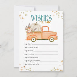 Tarjeta Pequeña Deseos de calabaza naranja para el bebé, deseos de