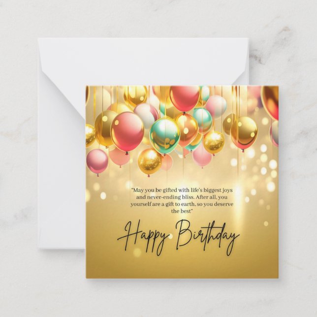 Tarjeta Pequeña Deseos de cumpleaños dorado (Anverso)
