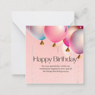 Tarjeta Pequeña Deseos de cumpleaños rosados