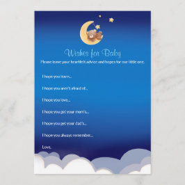 Tarjeta Pequeña Deseos de Shower para Bebé de la Luna del Osito de