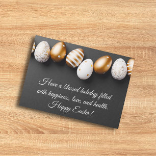 Tarjeta Pequeña deseos felices de Pascua, moda de huevos blancos d