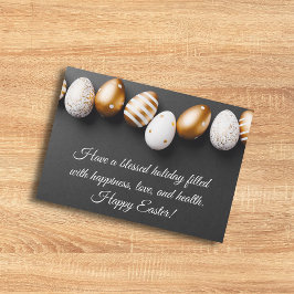 Tarjeta Pequeña deseos felices de Pascua, moda de huevos blancos d