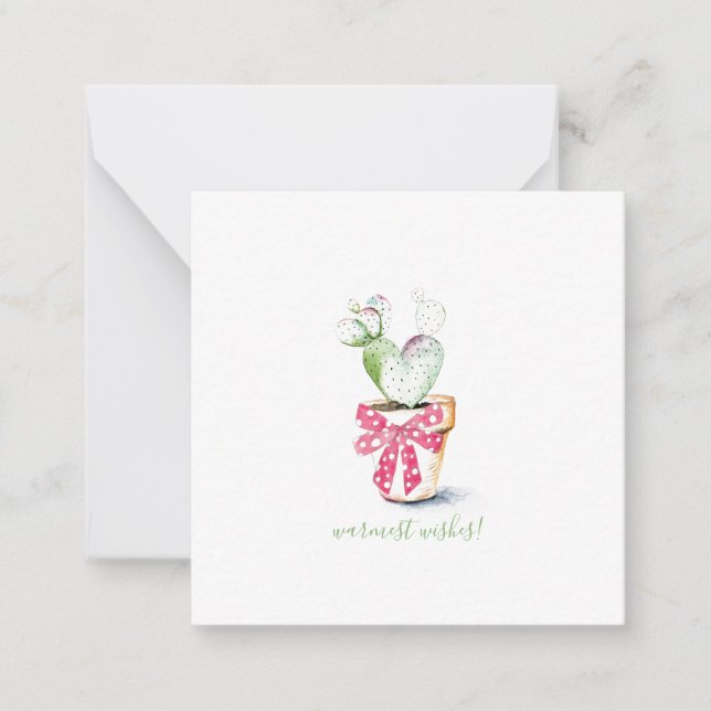Tarjeta Pequeña Deseos más cálidos Navidades Cacti Mini (Anverso)