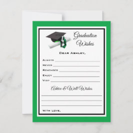 Tarjeta Pequeña Deseos y consejos para graduados | Negro y Verde
