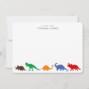 Tarjeta Pequeña Desfile de dinosaurios, colores brillantes persona
