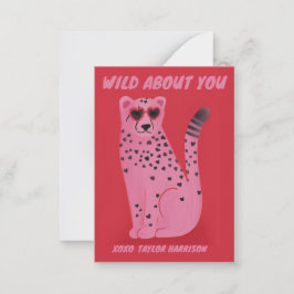 Tarjeta Pequeña Desquiciado por ti Cheetah Classroom Valentcard