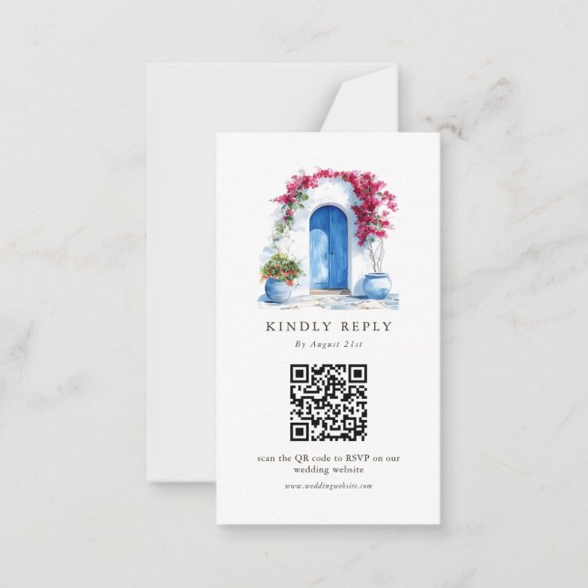 Tarjeta Pequeña Destination Wedding QR Code Online RSVP Cards (Anverso)
