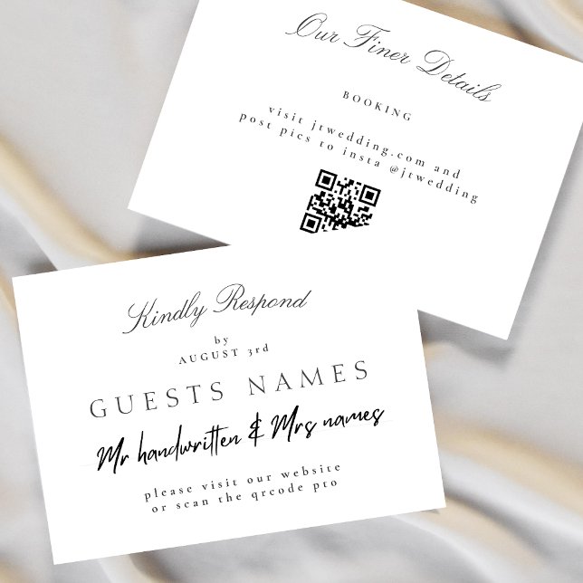 TARJETA PEQUEÑA DETALLE DEL CÓDIGO QR DE RSVP DE BODAS CLÁSICAS FO (Subido por el creador)