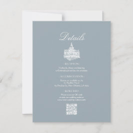 Tarjeta Pequeña Detalles de Boda Campestre Francesa en Azul Pizarr