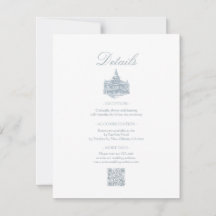 Detalles de Boda con Borde Floral Azul Polvoriento